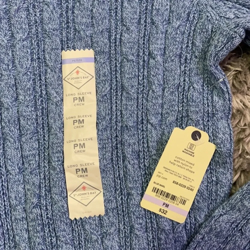 ⭐️St.‎ John's Bay Womens Cable Crew Neck Long Sleeve Pullover Sweater size PM